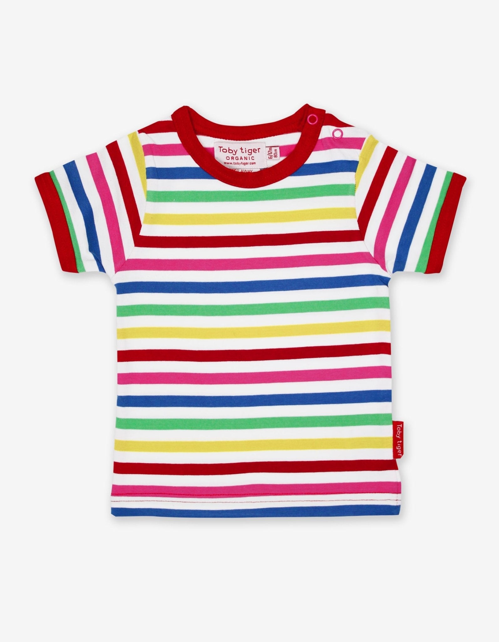 Organic Pink Multi Stripe 2 Pack Short Sleeved T Shirt