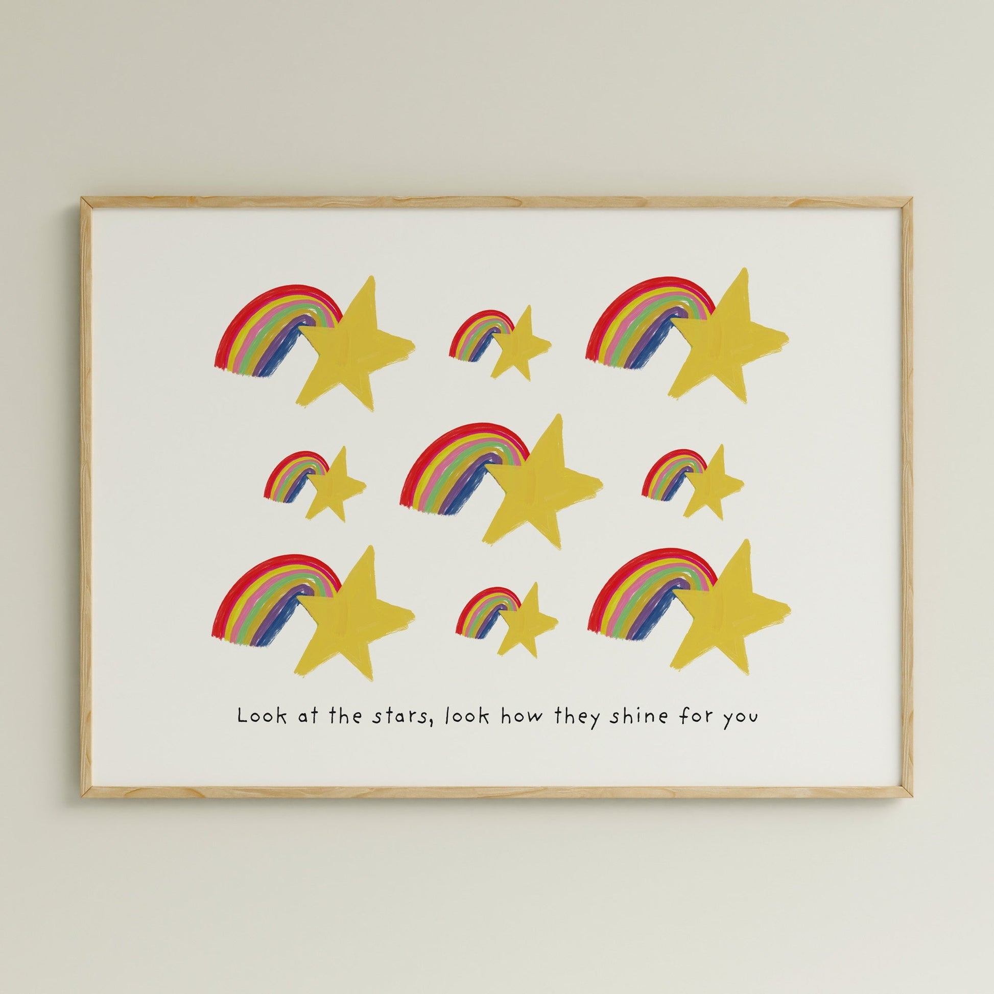 Stars and Rainbows Positive Art Print for Kids