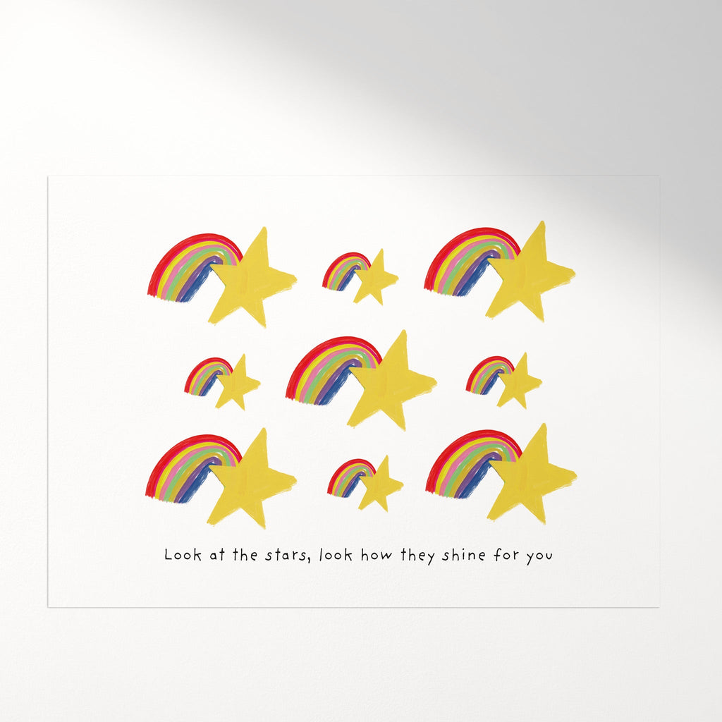 Stars and Rainbows Positive Art Print for Kids