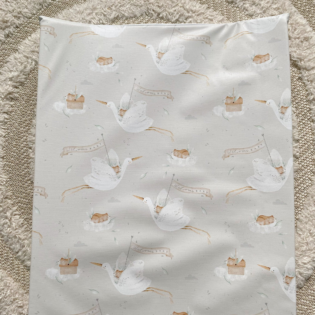 Anti-Roll Wedge Baby Changing Mat - Welcome Baby Print