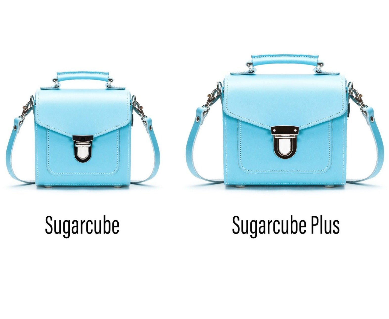 Handmade Leather Sugarcube Handbag in Pastel Baby Blue