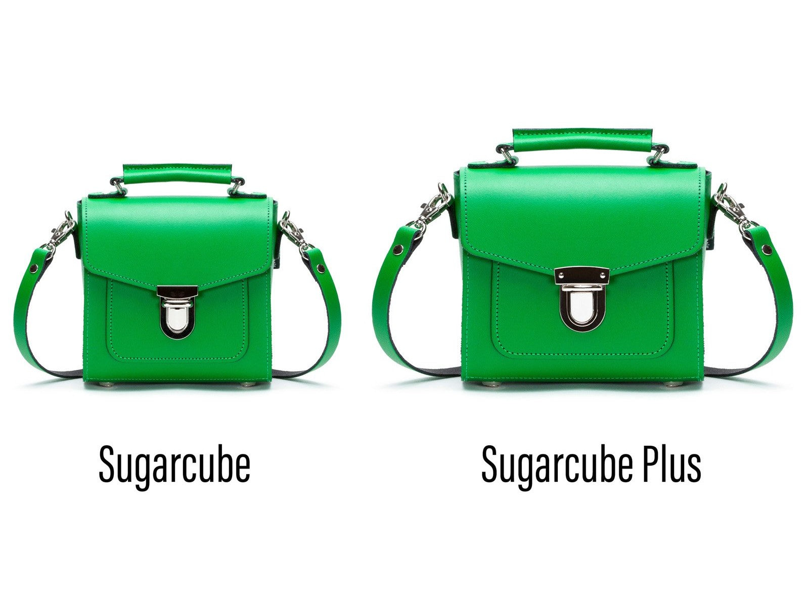 Handmade Leather Sugarcube Handbag in Green