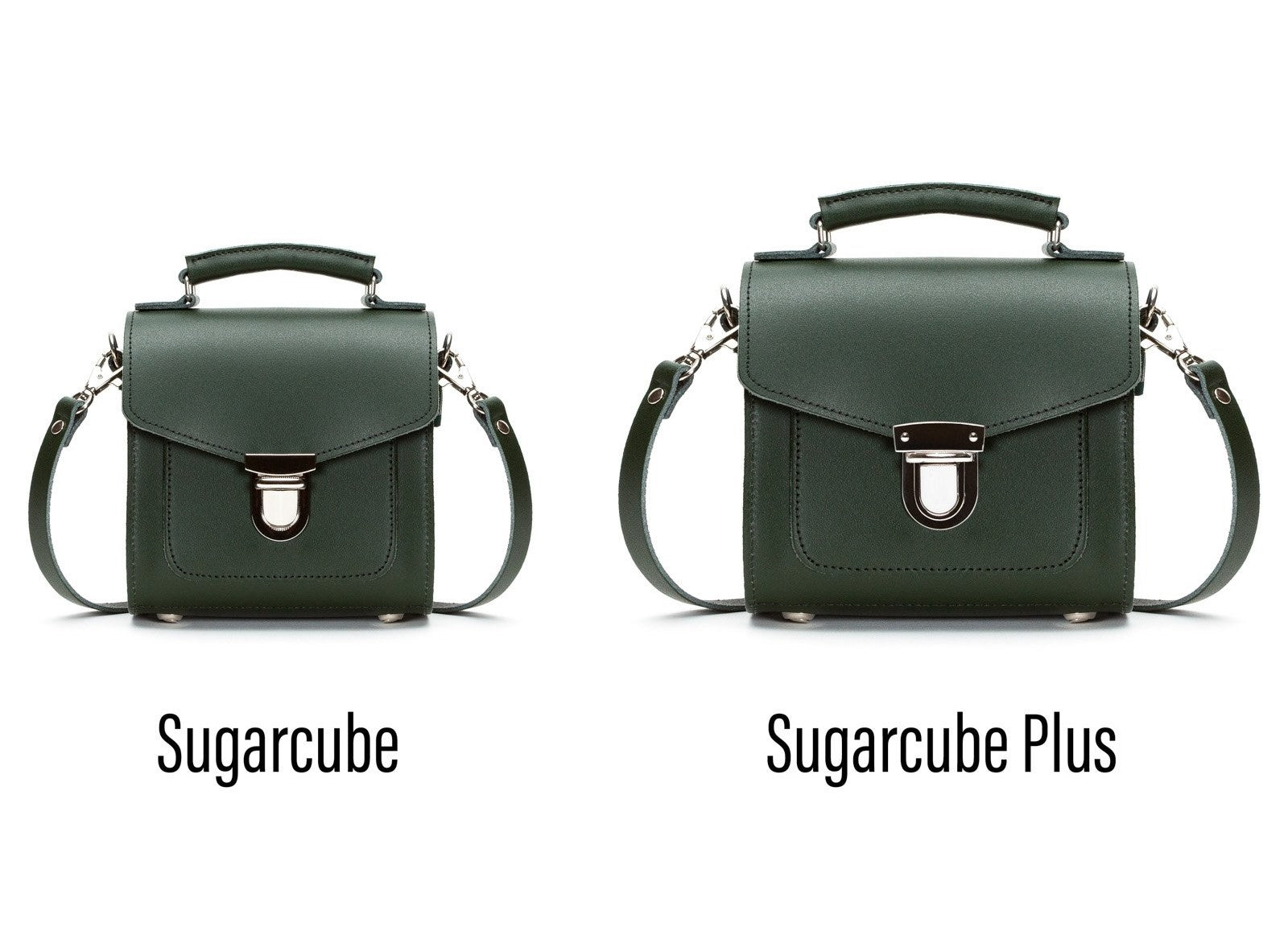 Handmade Leather Sugarcube Handbag in Ivy Green