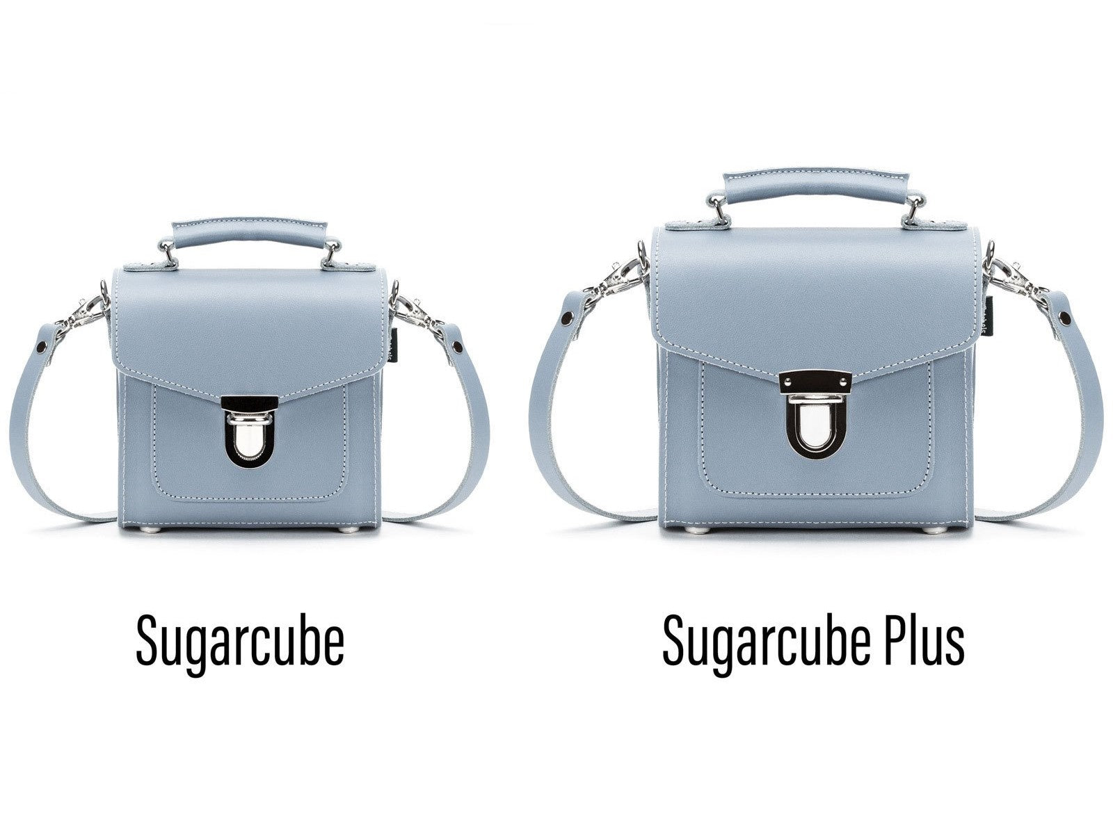Handmade Leather Sugarcube Handbag in Lilac Grey