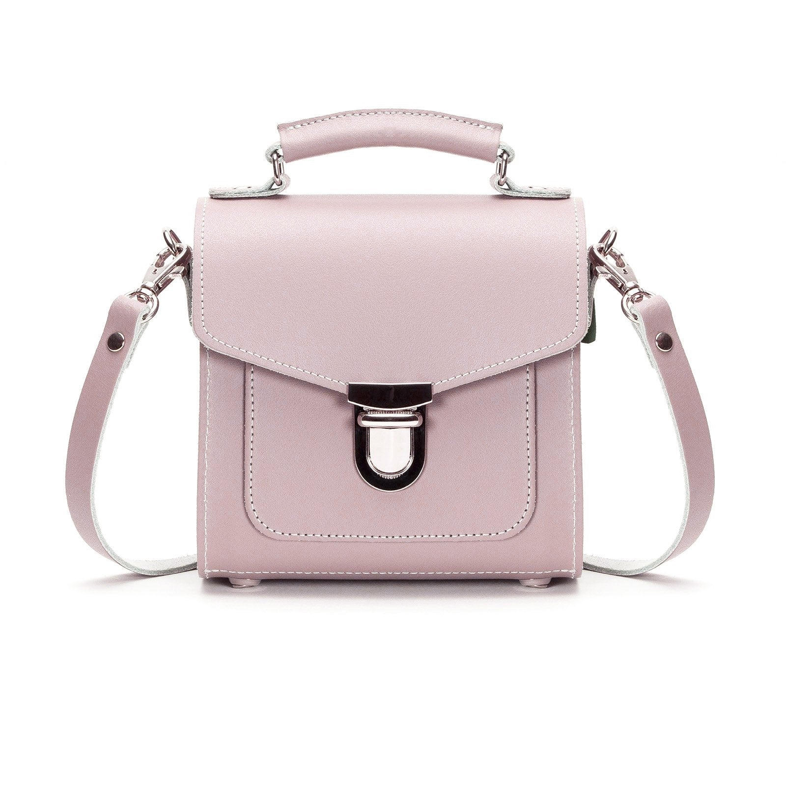 Handmade Leather Sugarcube Handbag in Rose Quartz