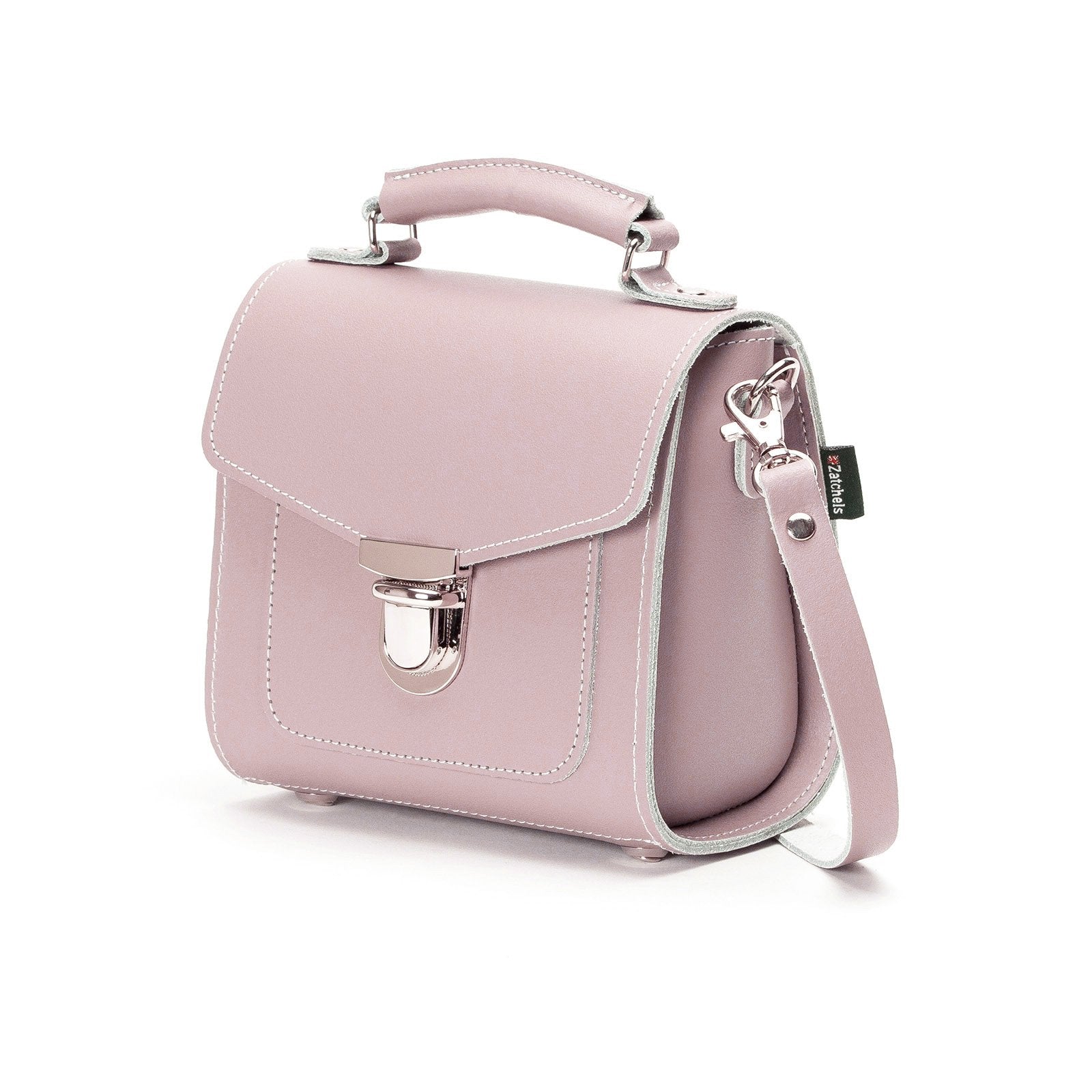 Handmade Leather Sugarcube Handbag in Rose Quartz