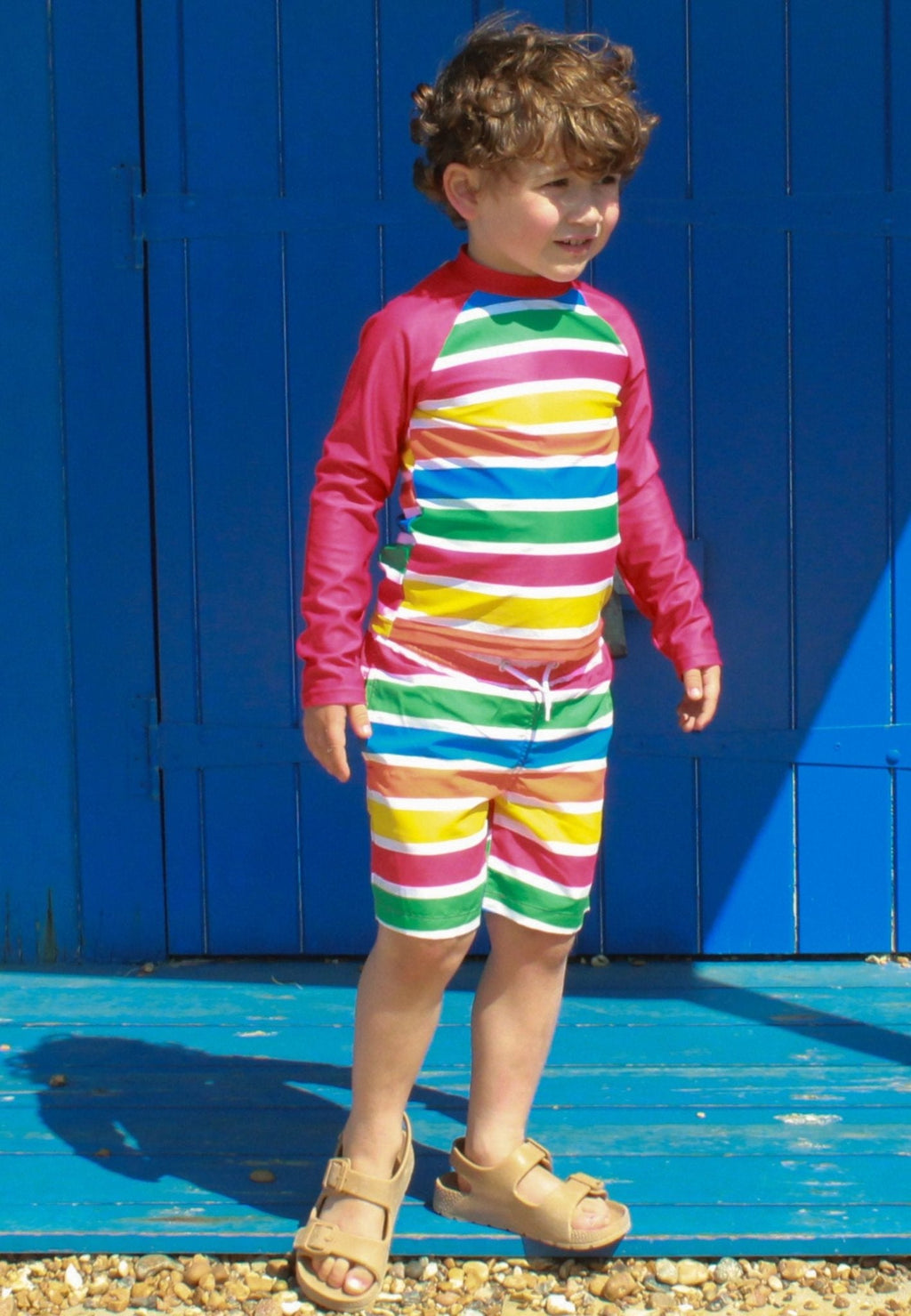Happy Stripe Print Kids Swim Rash Vest