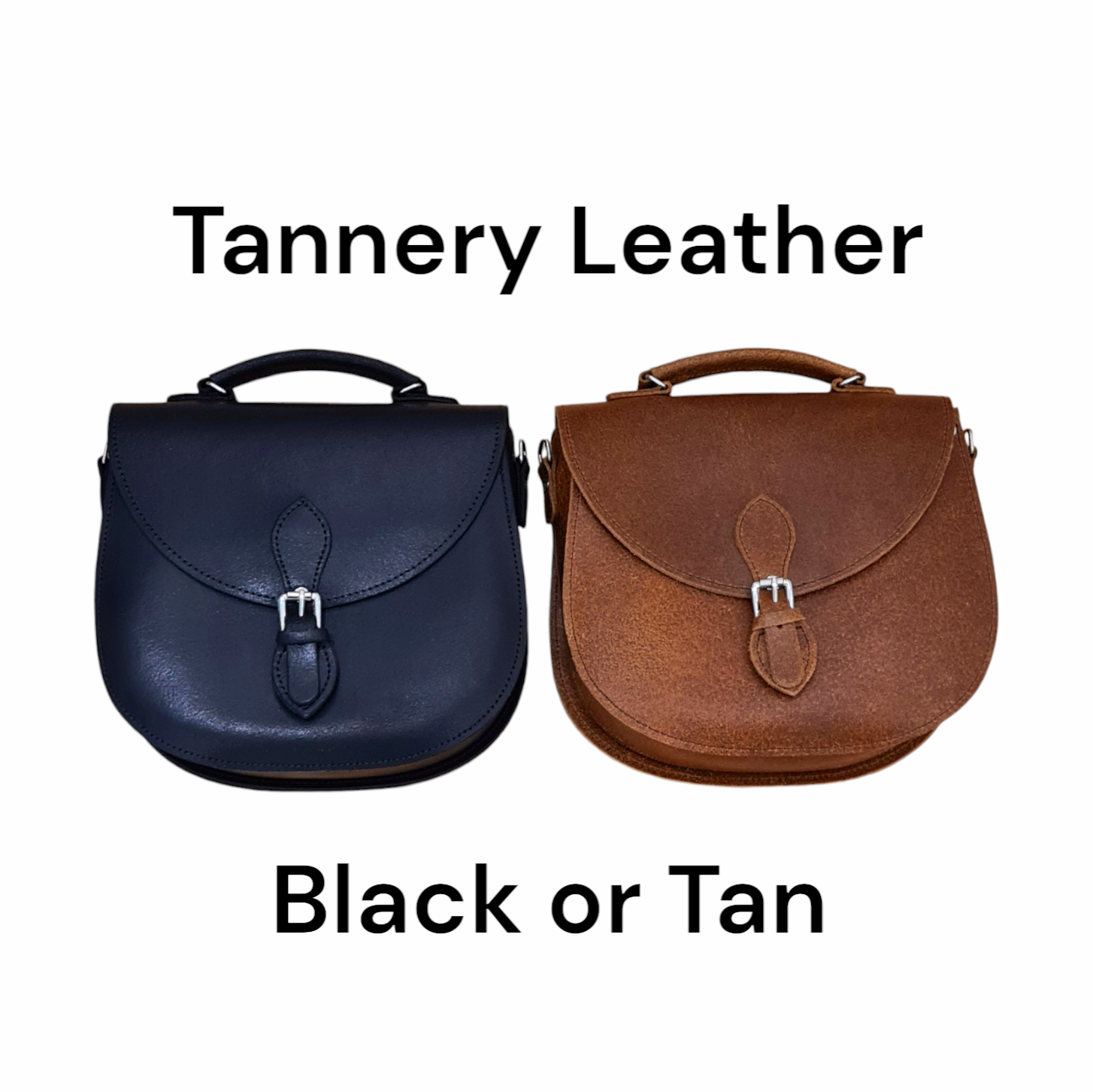 Handmade Black Leather Saddle Bag