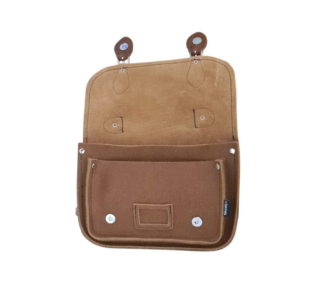 Leather Midi Satchel in Tannery Tan