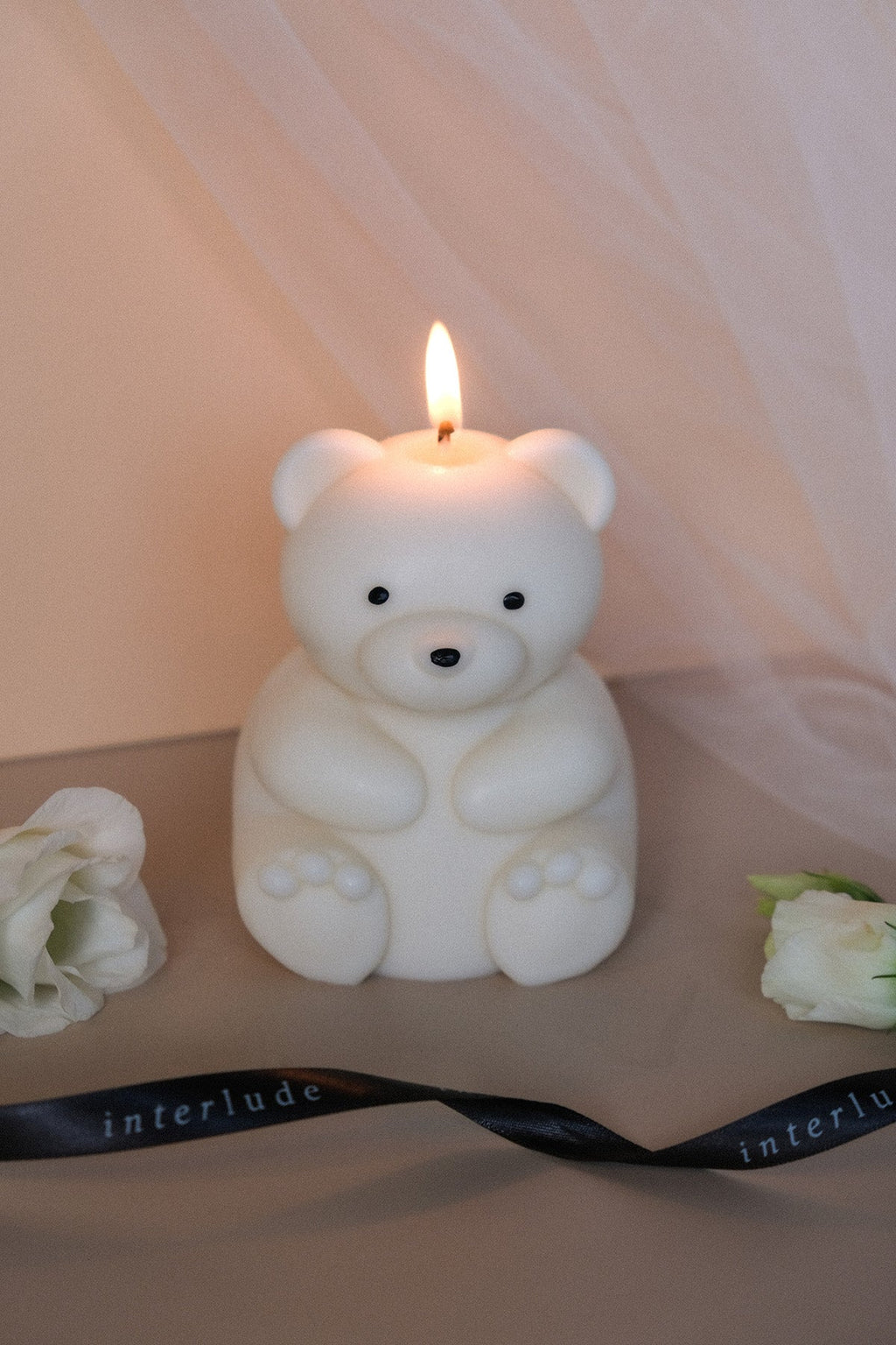 Teddy Bear Shaped Candle in Ivory