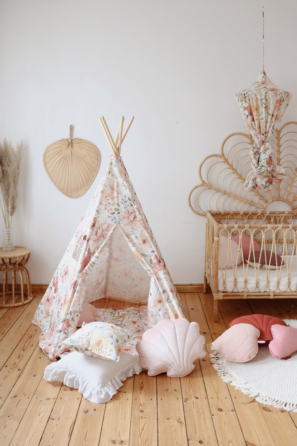 functional kids teepee tent with storage pocket and window, folded for easy transport