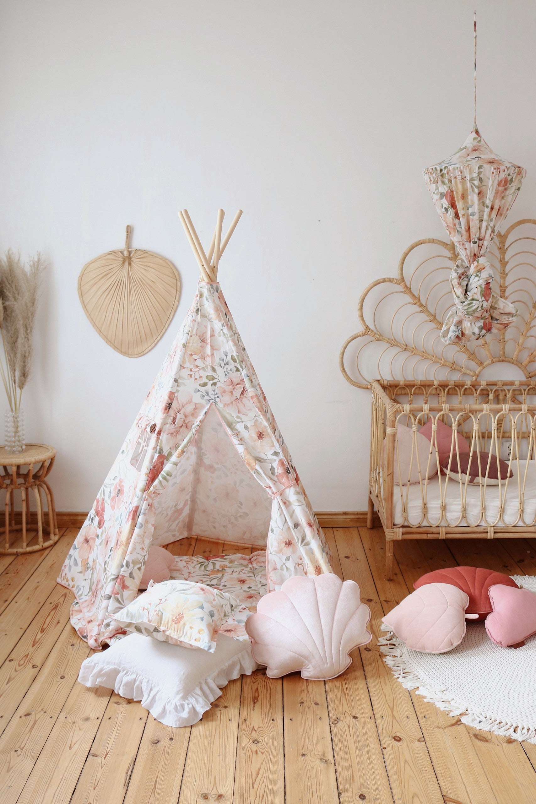 functional kids teepee tent with storage pocket and window, folded for easy transport