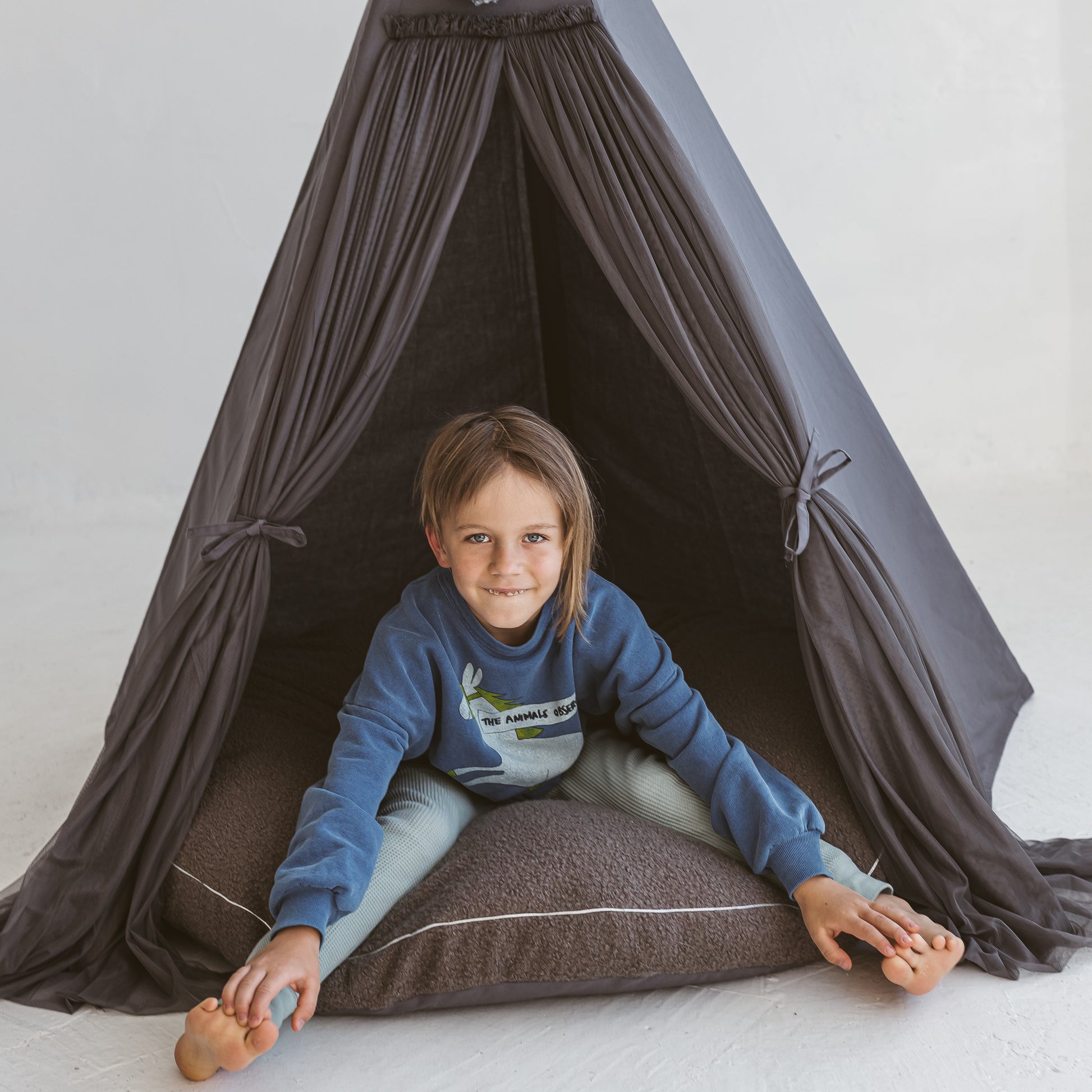 Boucle Floor Cushion for Kids in Grey