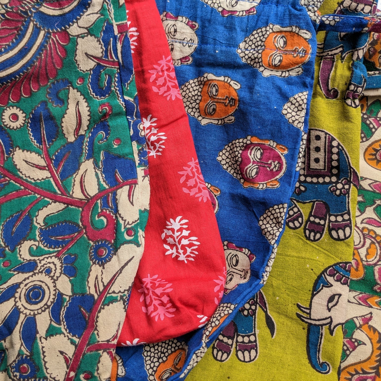 Reusable Kalamkari Cotton Bottle Gift Bag