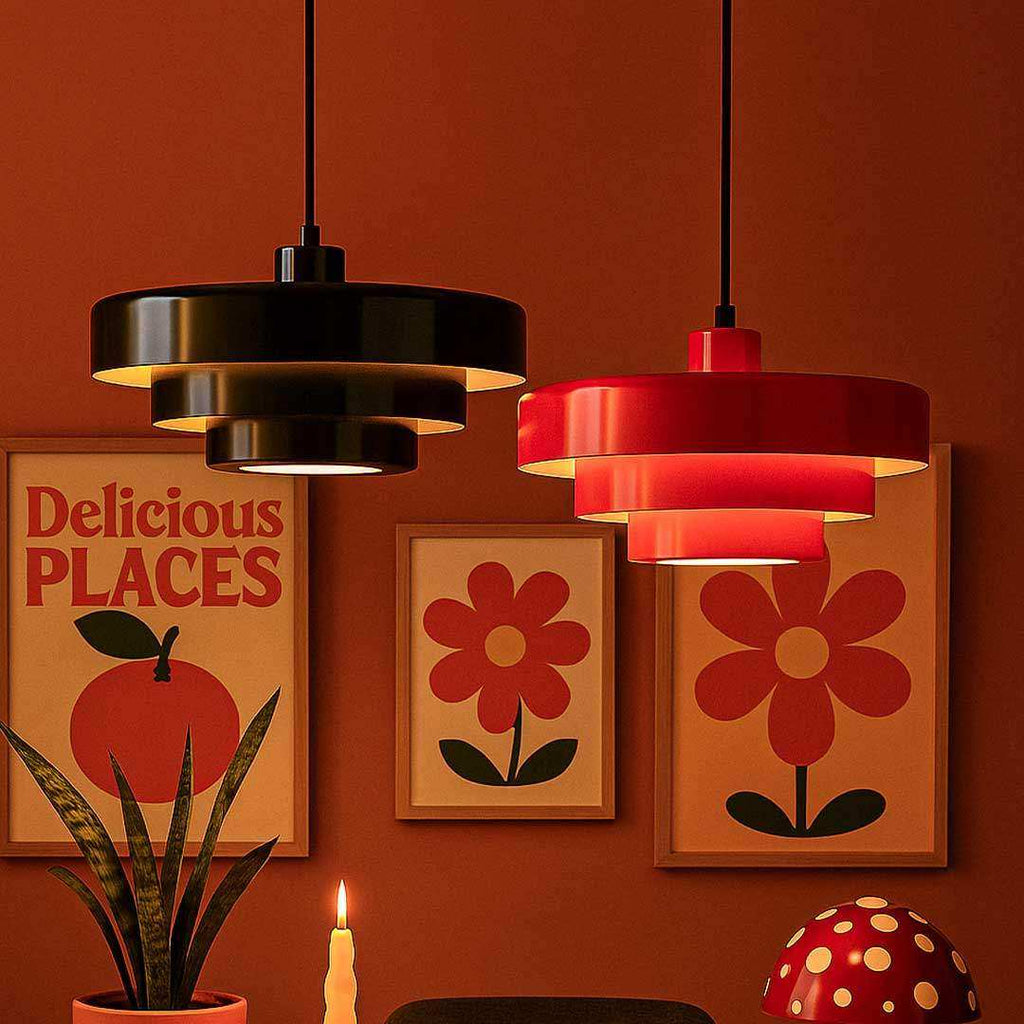Retro Pendant Light in White, Green and Orange