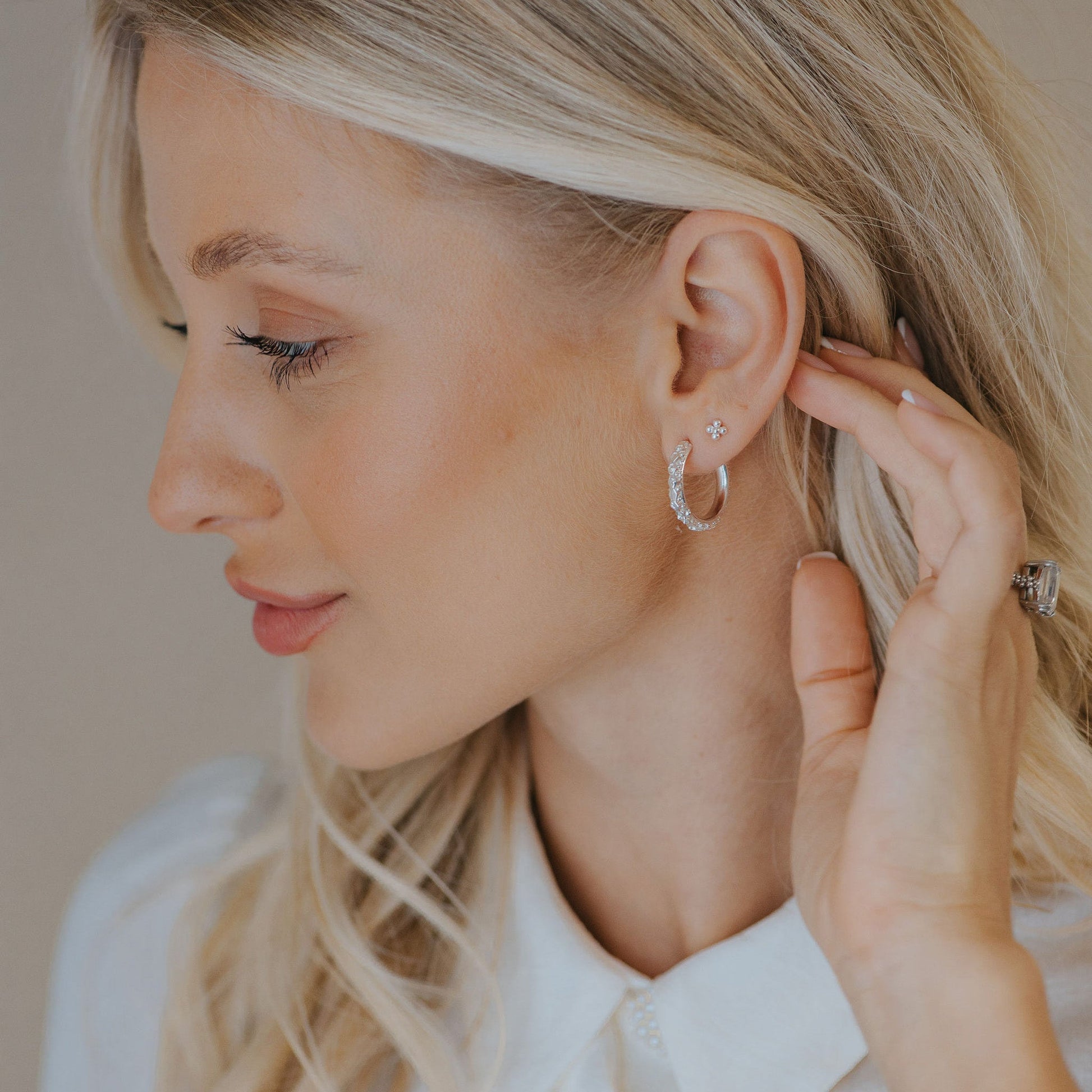 Silver Hebe Hoops Earrings