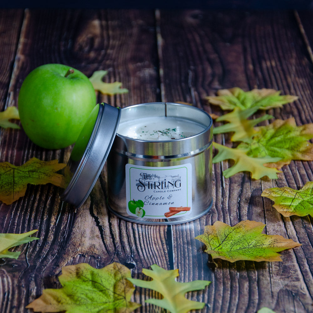 Apple and Cinnamon Travel Tin Candle with Cotton Wick