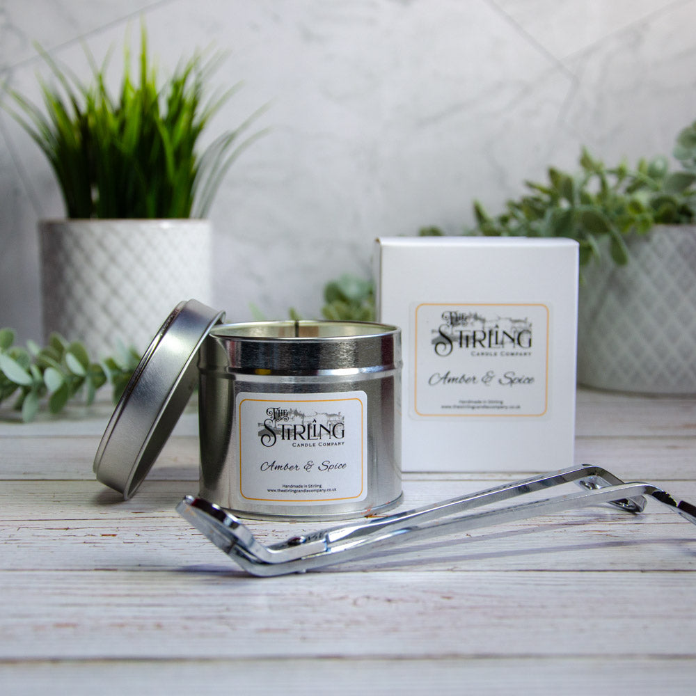 Amber and Spice Travel Tin Candle with Wooden Wick