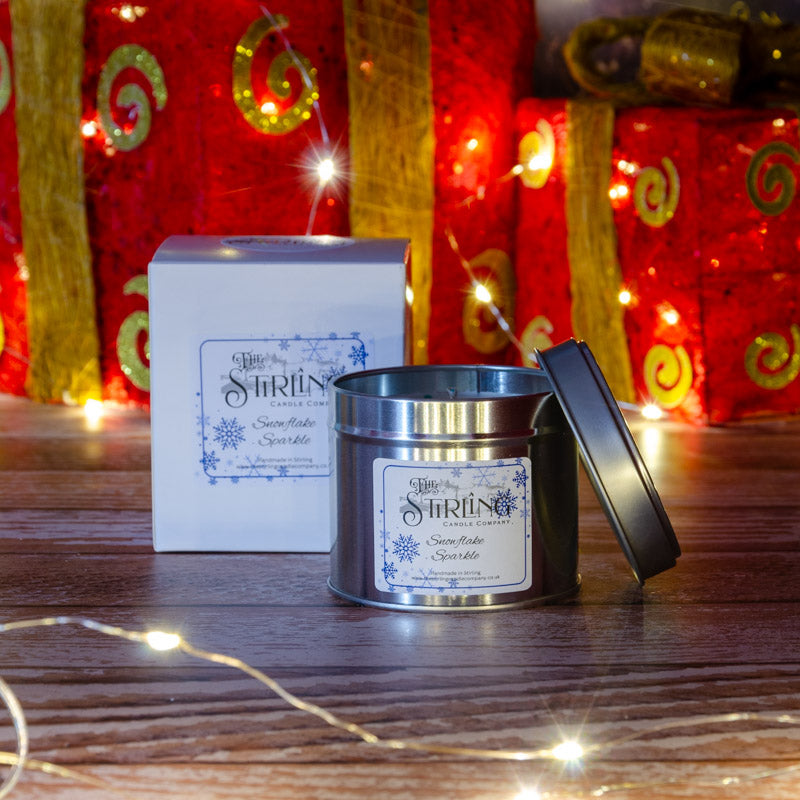 Snowflake Sparkle Travel Tin Candle Cotton Wick