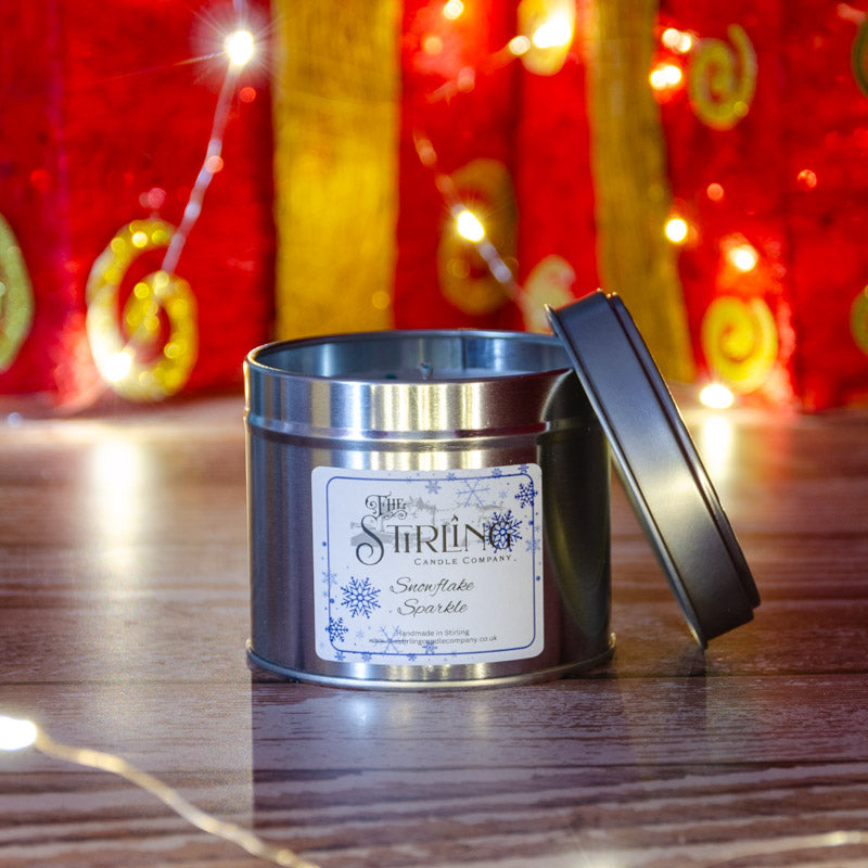 Snowflake Sparkle Travel Tin Candle Cotton Wick