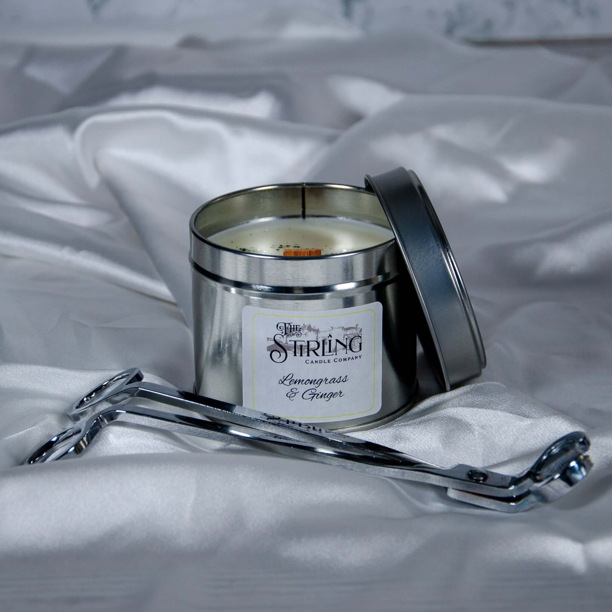 Lemongrass and Ginger Travel Tin Candle with Wooden Wick