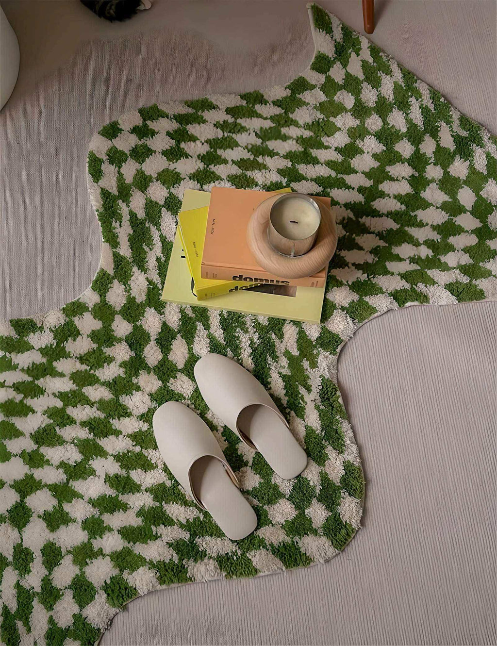 Wavy Checkerboard Rug in Black, Brown or Green