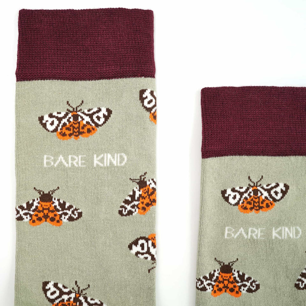 Save the Tiger Moth Bamboo Socks in Green