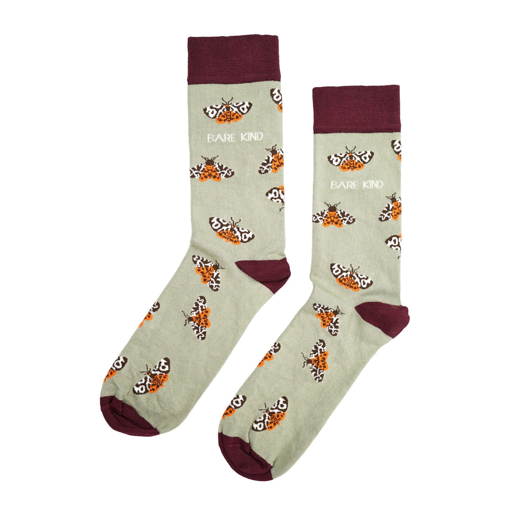 Save the Tiger Moth Bamboo Socks in Green