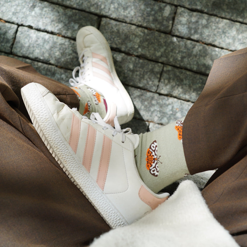 Save the Tiger Moth Bamboo Socks in Green