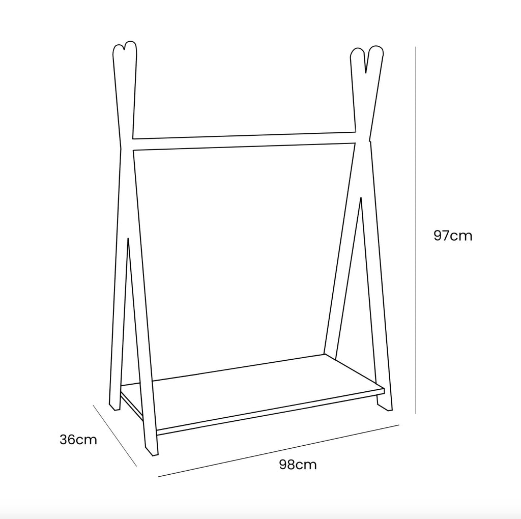 Tipi Clothing Rack For Children - Large Natural Wood