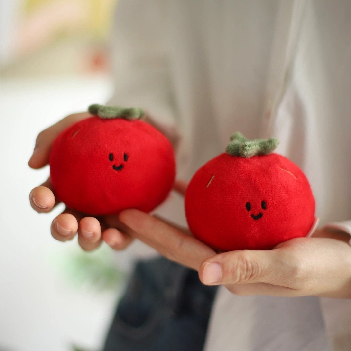 Tomato Plush Bag Charm in Red and Green
