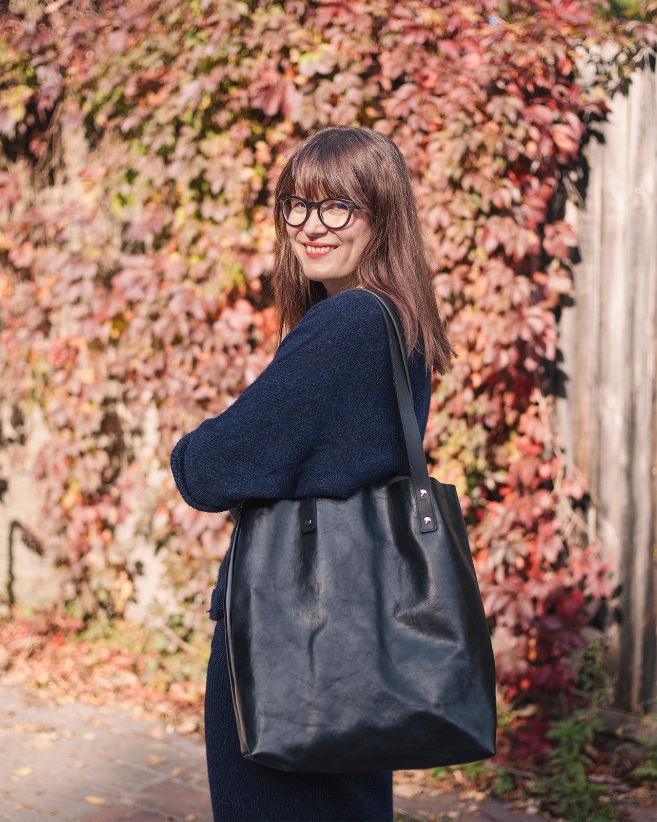 Leather Tote Bag - Black