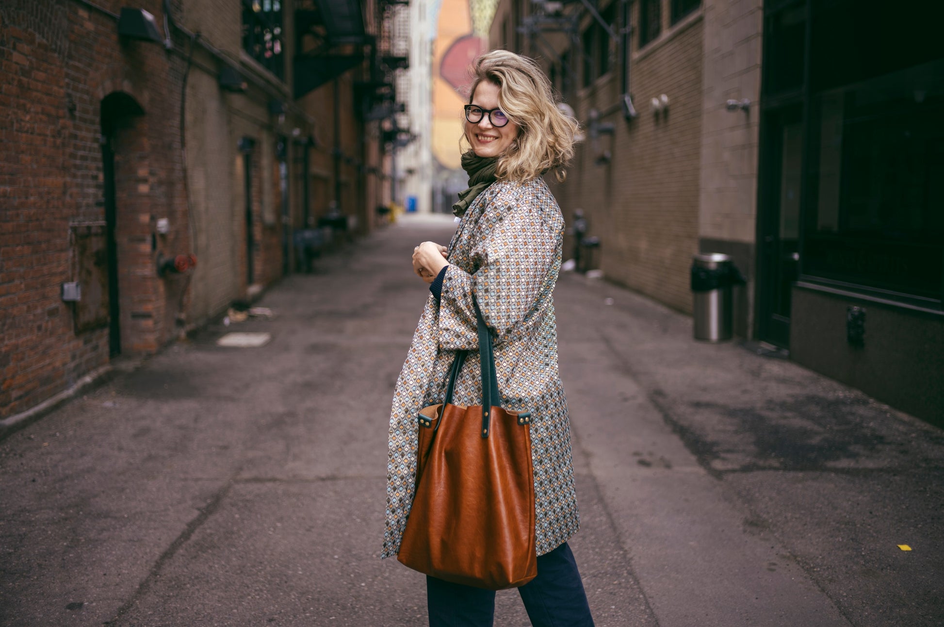 Leather Tote Bag - Light Brown