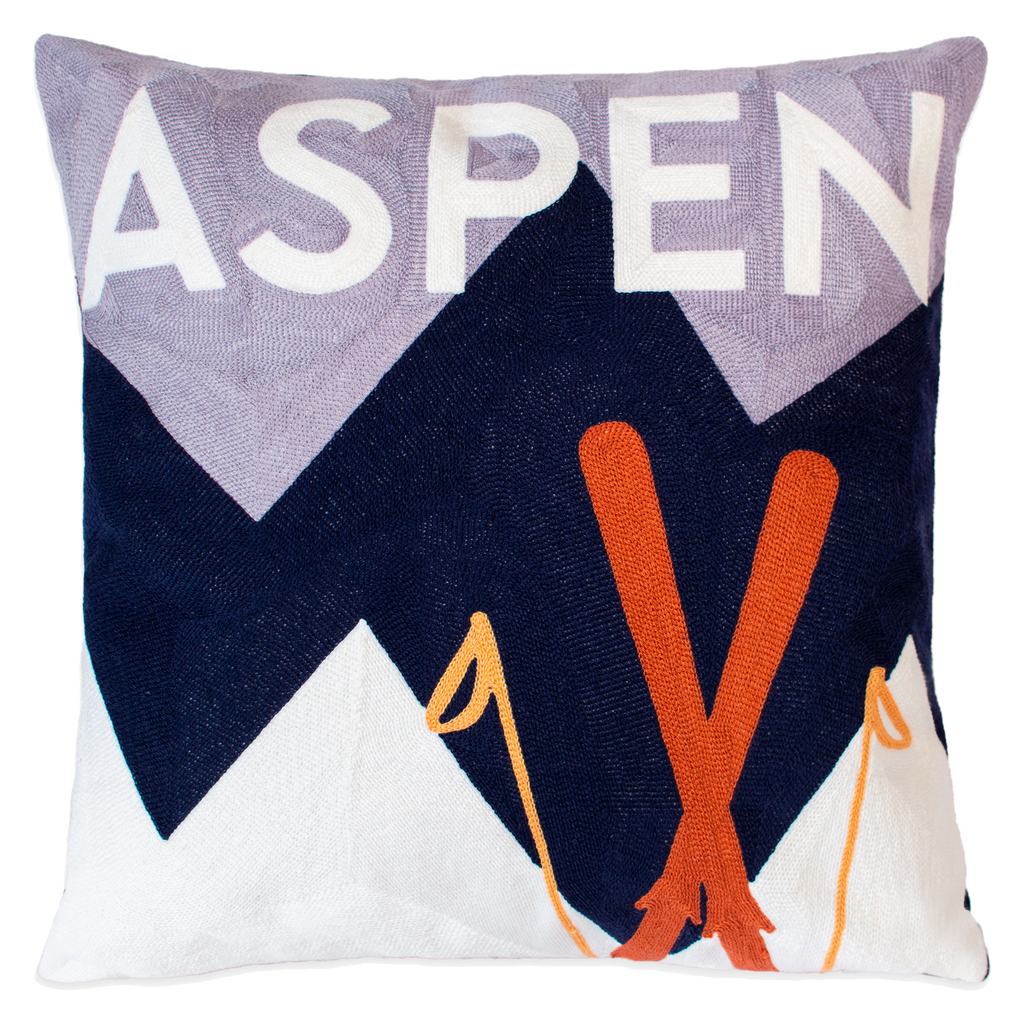 Aspen Needlepoint Cushion in Blue and White