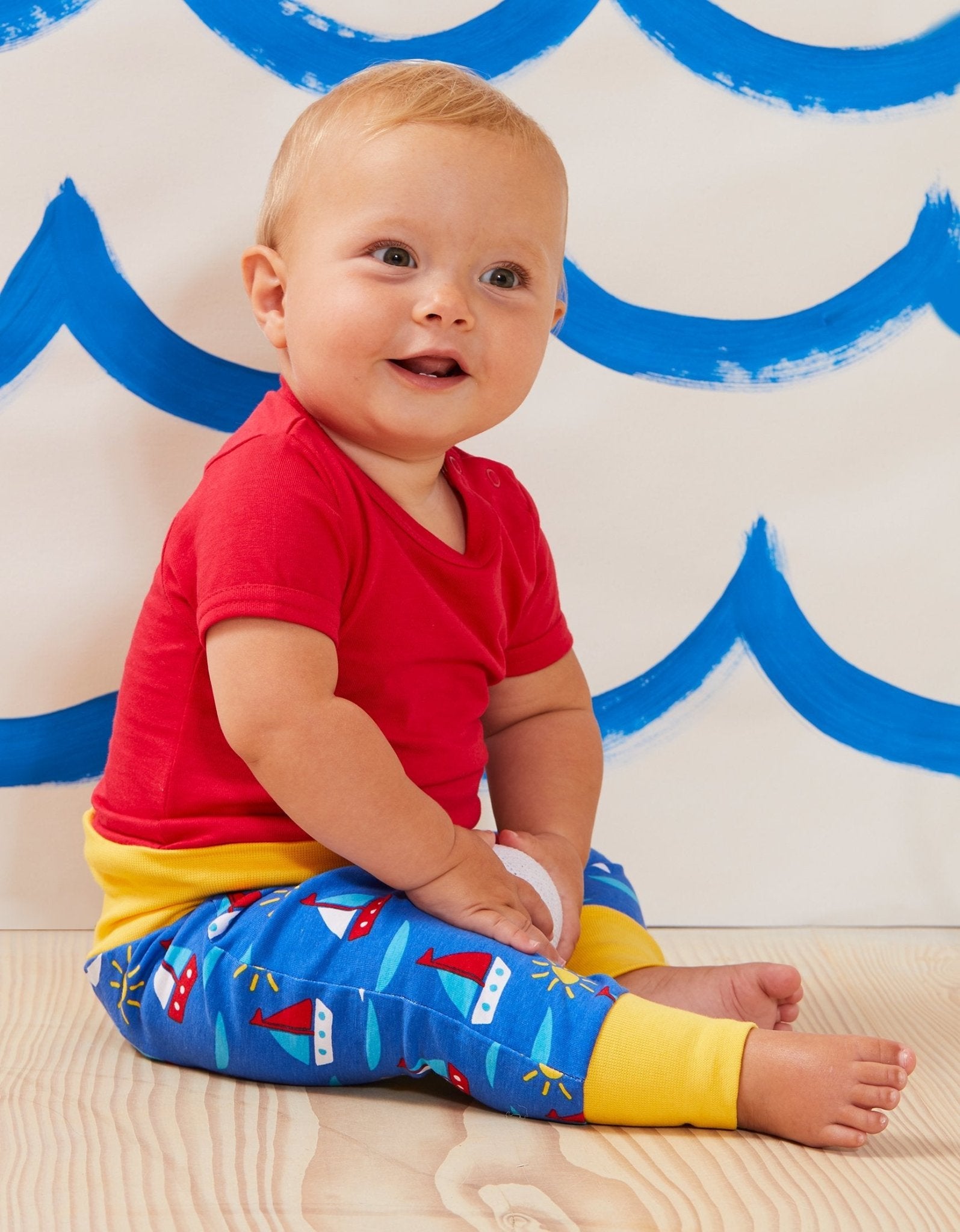 Organic Boat Print Yoga Pants for Kids