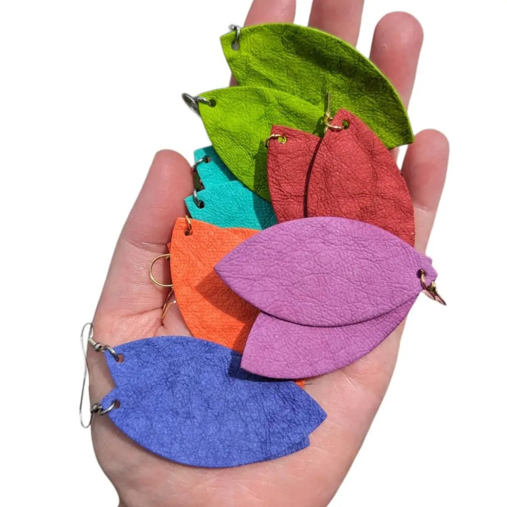 Turquoise Plant Paper Leaf Earrings
