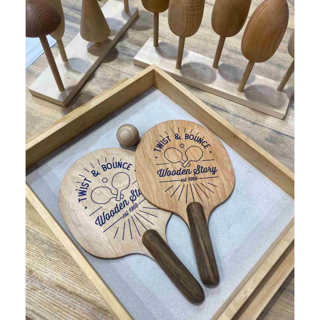 Twist and Bounce Wooden Toy Set - Eco-Friendly & Portable for All Ages by Wooden Story at www.brixbailey.com