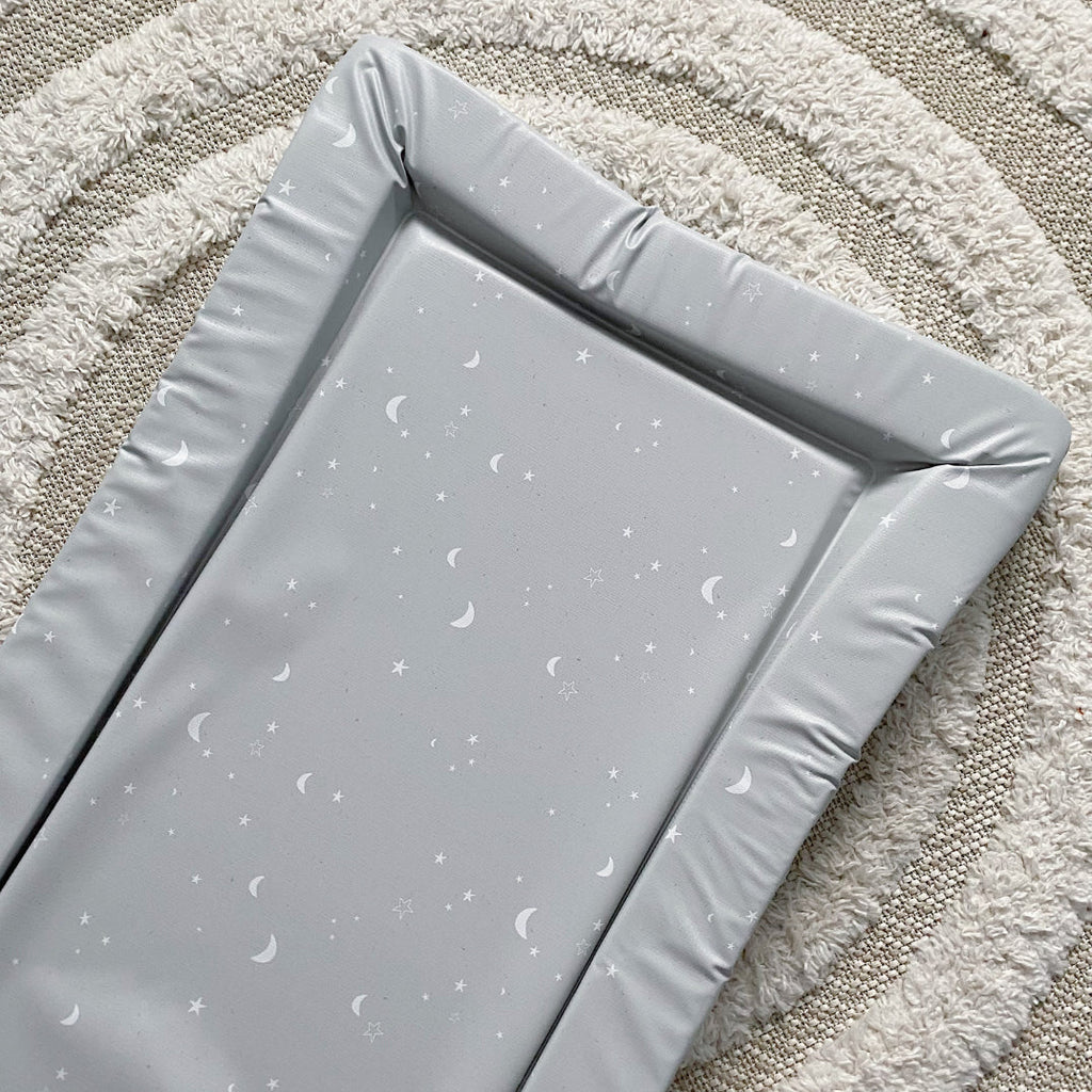 Standard Changing Mat - Grey-green moon and stars Print