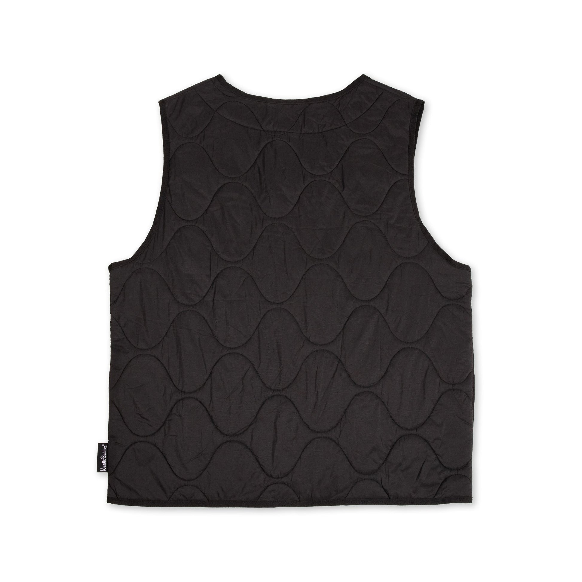 close-up detail of the durable nylon fabric and a functional pocket on the black snufkin fishing vest