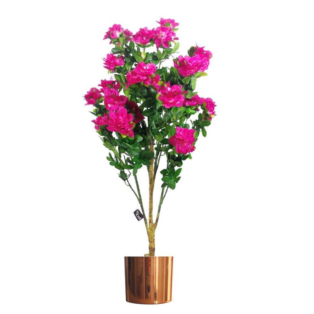 100cm Realistic Pink Azalea Potted Plant with Copper Planter