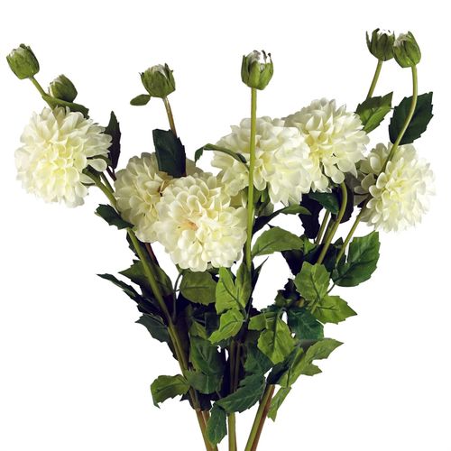 75cm Cream Dahlia Pompom Artificial Flower Stem
