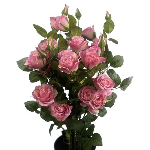 60cm Rose Bush Premium Pink Silk Flowers