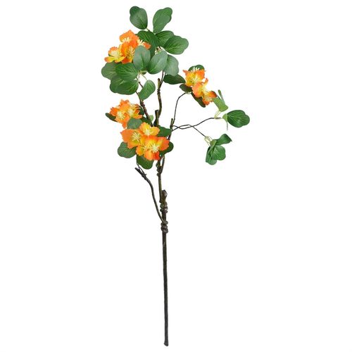 60cm Orange Flower Foliage Spray with Silk Leaves