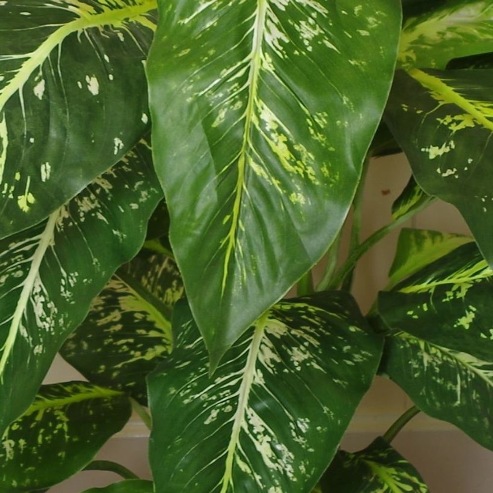 100cm Large Spotted Evergreen Artificial Plant with Copper Metal Planter