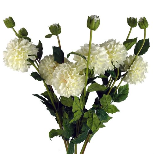 75cm Cream Dahlia Pompom Artificial Flower Stem
