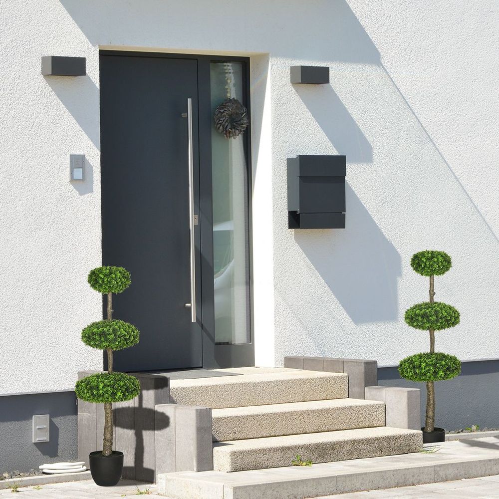 Artificial Boxwood Ball Topiary Trees Set of 2 with Pots