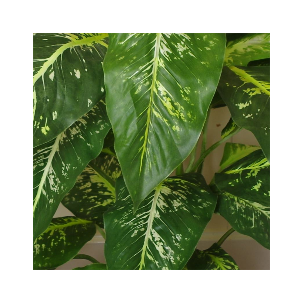 100cm Large Spotted Evergreen Artificial Plant with Silver Metal Planter
