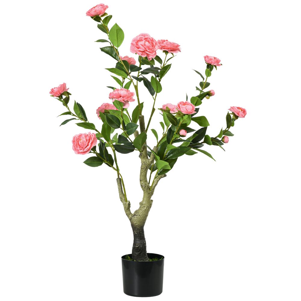 Potted Artificial Camellia Flower Plant in Pink