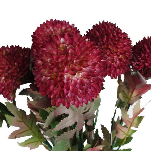 Pack of 6 Large Ball Dahlia Artificial Flower Stems in Pink 70cm