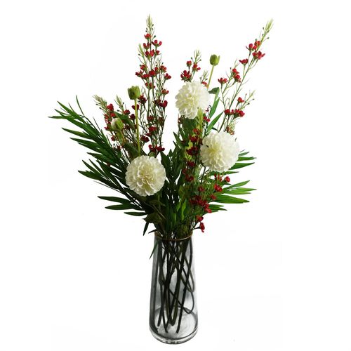 Pack of 6 Red Artificial Foliage Stems with Small Flowers 100cm